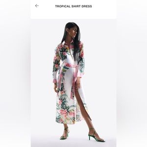 Zara tropical shirt dress